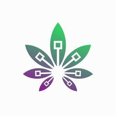 Cannabis logo formed digital concept