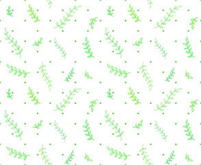Seamless colorful pattern with dots and branches. Abstract background. Print for polygraphy, posters, shirts and textiles. Doodle for design