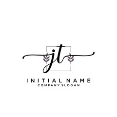 JT Beauty vector initial logo, handwriting logo.