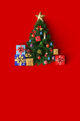 christmas tree and decoration merry chirstmas card