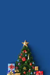 christmas tree and decoration merry chirstmas card