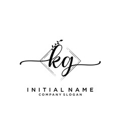 KG Beauty vector initial logo, handwriting logo.