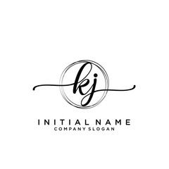 KJ Beauty vector initial logo, handwriting logo.