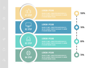 Vector infographic flat template circles for four label, diagram, graph, presentation. Business concept with 4 rectangles. For content, flowchart, step for step, timeline, workflow, marketing