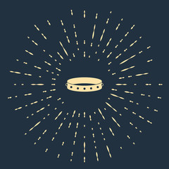 Beige Leather fetish collar with metal spikes on surface icon isolated on dark blue background. Fetish accessory. Sex toy for men and woman. Abstract circle random dots. Vector Illustration