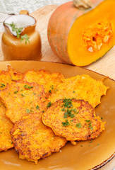 pumpkin pancakes with sour cream