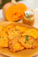 pumpkin pancakes with sour cream