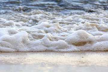 Singapore - SEPTEMBER 30, 2016: Water and waves at Sentosa Beach