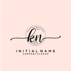KN Beauty vector initial logo, handwriting logo.