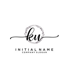 KU Beauty vector initial logo, handwriting logo.