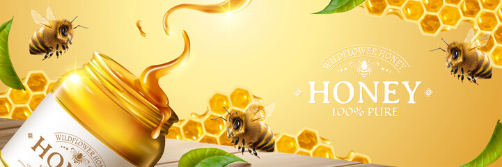 Fototapeta Pure honey banner ads obraz