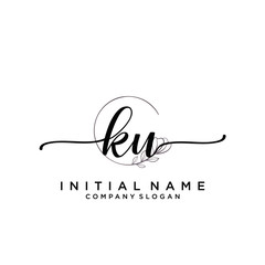 KU Beauty vector initial logo, handwriting logo.