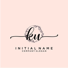 KU Beauty vector initial logo, handwriting logo.