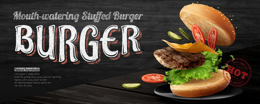Delicious hamburger banner ads