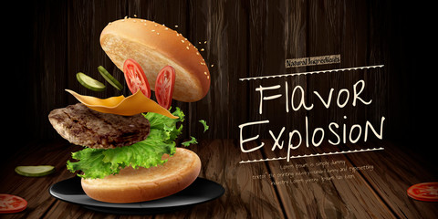 Fototapeta Delicious hamburger ads obraz