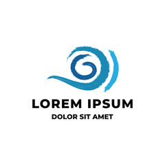 Abstract curly wave logo design template