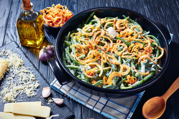 Homemade Green Bean Casserole in a dish