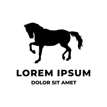 Simple horse with one leg raise logo design