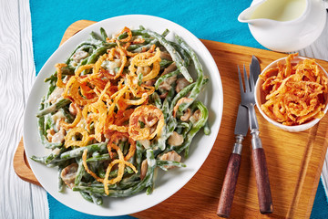close-up of classic tasty Green Bean Casserole