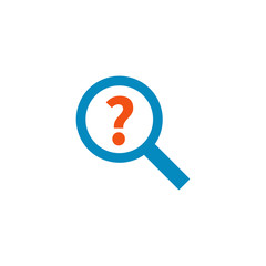 magnifying glass icon. Search icon. Question mark. Stock vector illustration on white background.
