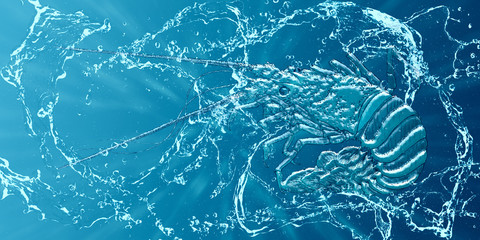 浮世絵　エビ　その2　Water version