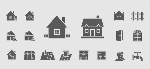 Construction icons set - Vector solid silhouettes on the topic of repair