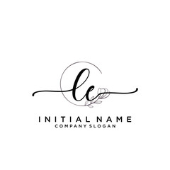LE Beauty vector initial logo, handwriting logo.