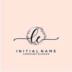 LE Beauty vector initial logo, handwriting logo.