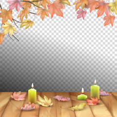 Naklejka na ściany i meble Autumn Leaves and Candles