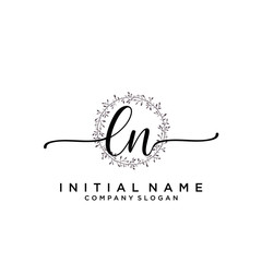 LN Beauty vector initial logo, handwriting logo.