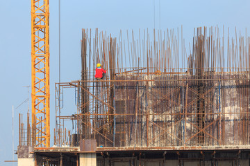 construction crews working on high ground heavy industry and safety concept