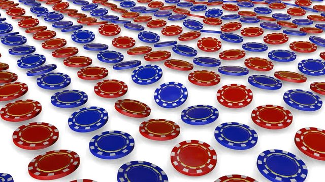 Animated casino chips background. 3d rendering