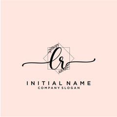 LR Beauty vector initial logo, handwriting logo.