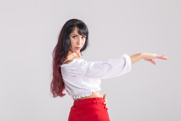 Latino dance, Improvisation, contemporary and vogue dance concept - young beautiful woman dancing...