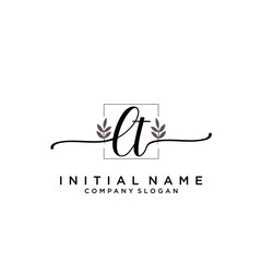 LT Beauty vector initial logo, handwriting logo.