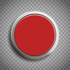 Red button template isolated on transparent background