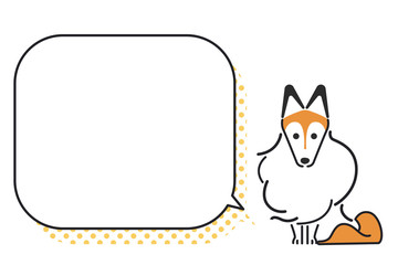 犬　ポーズ　表情　１匹　吹き出し　シェットランドシープドッグ