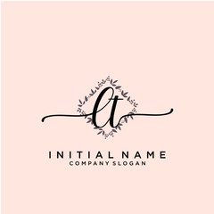 LT Beauty vector initial logo, handwriting logo.