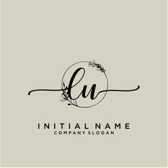 LU Beauty vector initial logo, handwriting logo.