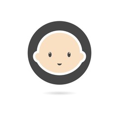 Cute baby face icon isolated on white background