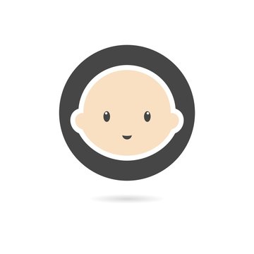 Cute baby face icon isolated on white background