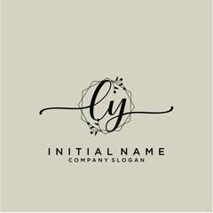 LY Beauty vector initial logo, handwriting logo.