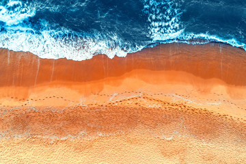 Aerial view of waves in a beach