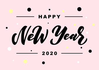 Happy New Year 2020 hand drawn lettering.