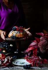 Grape bund cake with autumn decor..style rustic