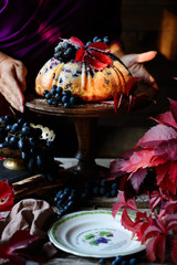 Grape bund cake with autumn decor..style rustic