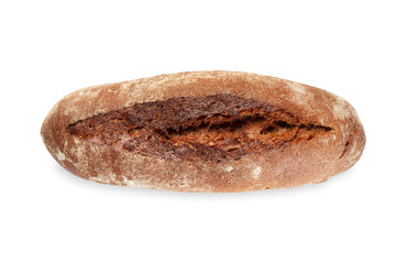 Freshly baked bread isolated on white background. Top view.