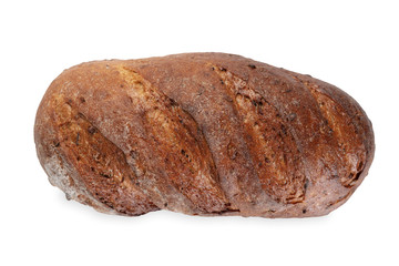 Freshly baked bread isolated on white background. Top view.
