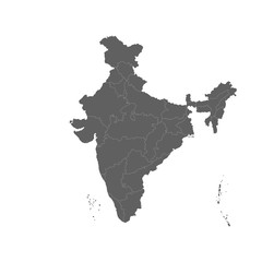 Vector illustration of grey India map. Vector map.