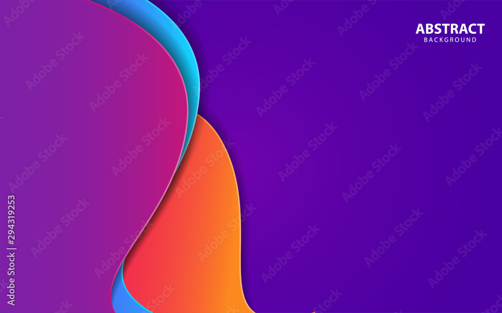 Poster trendy gradient colorful background with paper overlapping shapes. abstract geometric vector design 